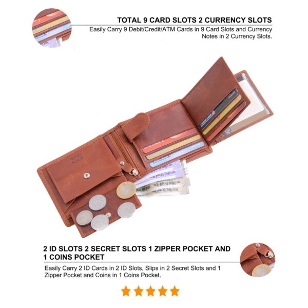 Genuine Leather Wallet Mens Brown slots description