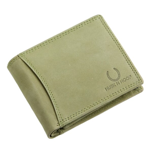 Green Leather Wallet Mens RFID Protected
