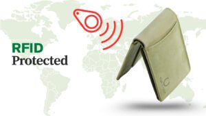 Green Leather Wallet mens is RFID Protected