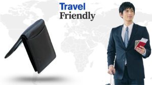 mens black leather wallet is travel friendly