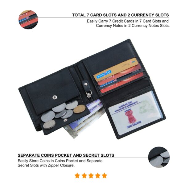 mens black leather wallet slots description