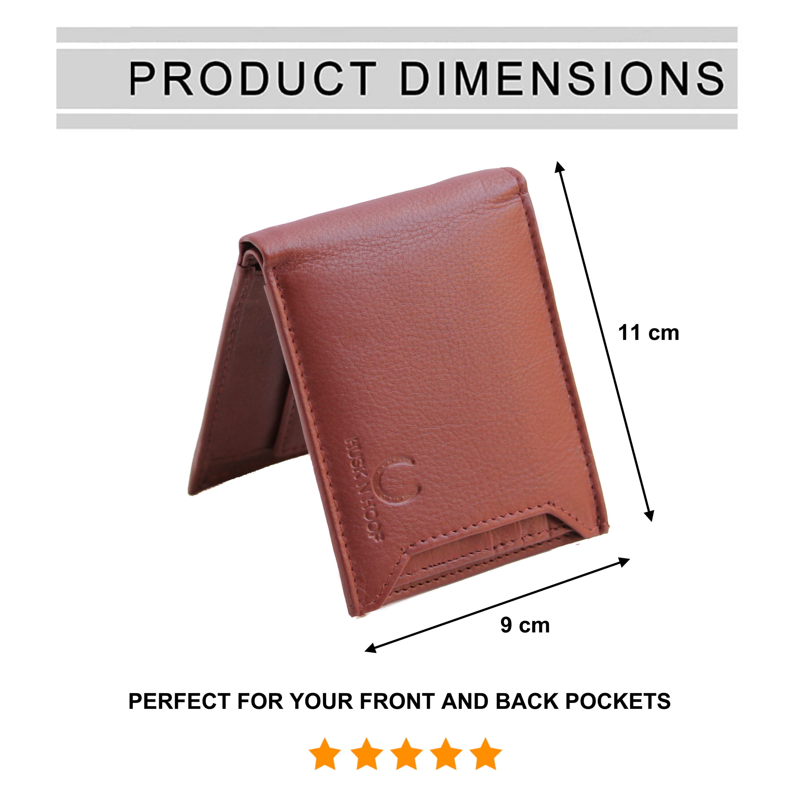 Husk N Hoof RFID Protected Tri Fold Leather Wallet for Men | Mens Wallet Leather | Wallets for Men | Purse for Men | Crunch Brown